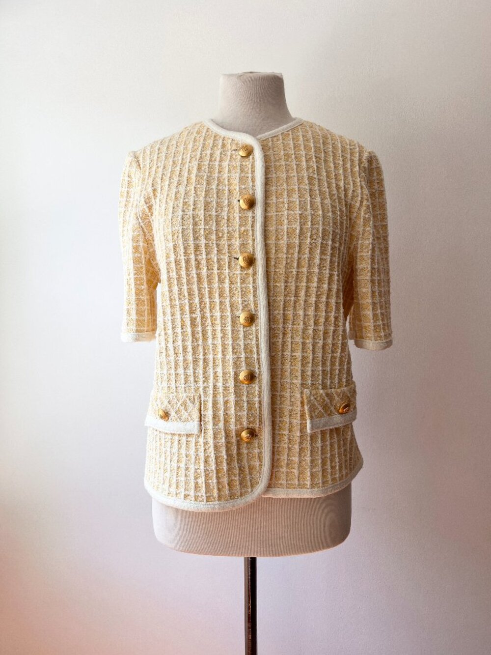 Vintage yellow Castleberry tweed like blazer